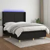 Image de vidaXL Sommier tapissier avec matelas et LED Noir 140x190 cm Tissu