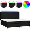 Image de vidaXL Sommier tapissier et matelas et LED Noir 200x200 cm Tissu