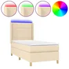 Image de vidaXL Sommier tapissier avec matelas et LED CrÃ¨me 90x200 cm Tissu