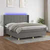 Image de vidaXL Sommier tapissier et matelas et LED Gris foncÃ© 180x200 cm Tissu