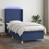 Image de vidaXL Sommier tapissier avec matelas et LED Bleu 90x200 cm Tissu