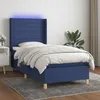 Image de vidaXL Sommier tapissier avec matelas et LED Bleu 100x200 cm Tissu