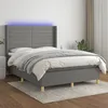 Image de vidaXL Sommier tapissier et matelas et LED Gris foncÃ© 140x200 cm Tissu