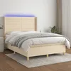 Image de vidaXL Sommier tapissier avec matelas et LED CrÃ¨me 140x200 cm Tissu