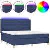Image de vidaXL Sommier tapissier avec matelas et LED Bleu 160x200 cm Tissu