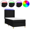 Image de vidaXL Sommier tapissier avec matelas et LED Noir 90x200 cm Tissu