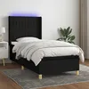 Image de vidaXL Sommier tapissier avec matelas et LED Noir 100x200 cm Tissu