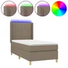 Image de vidaXL Sommier tapissier avec matelas et LED Taupe 100x200 cm Tissu