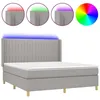 Image de vidaXL Sommier tapissier matelas et LED Gris clair 160x200 cm Tissu