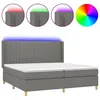 Image de vidaXL Sommier tapissier et matelas et LED Gris foncÃ© 200x200 cm Tissu
