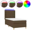 Image de vidaXL Sommier tapissier et matelas et LED Marron foncÃ© 80x200cm Tissu