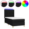 Image de vidaXL Sommier tapissier avec matelas et LED Noir 90x200 cm Tissu