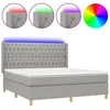 Image de vidaXL Sommier tapissier matelas et LED Gris clair 160x200 cm Tissu