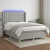 Image de vidaXL Sommier tapissier et matelas et LED Gris clair 140x200 cm Tissu