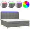 Image de vidaXL Sommier tapissier et matelas et LED Gris foncÃ© 200x200 cm Tissu