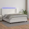 Image de vidaXL Sommier tapissier et matelas et LED Blanc 180x200 cm Similicuir