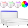 Image de vidaXL Sommier tapissier et matelas et LED Blanc 200x200 cm Similicuir