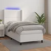 Image de vidaXL Sommier tapissier et matelas et LED Blanc 100x200 cm Similicuir