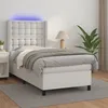 Image de vidaXL Sommier tapissier et matelas et LED Blanc 100x200 cm Similicuir