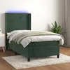 Image de vidaXL Sommier tapissier matelas et LED Vert foncÃ© 100x200 cm Velours
