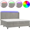 Image de vidaXL Sommier tapissier matelas et LED Gris clair 200x200 cm Velours