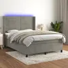 Image de vidaXL Sommier tapissier matelas et LED Gris clair 140x200 cm Velours
