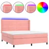 Image de vidaXL Sommier tapissier avec matelas et LED Rose 160x200 cm Velours