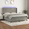 Image de vidaXL Sommier tapissier matelas et LED Gris clair 180x200 cm Velours