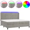 Image de vidaXL Sommier tapissier matelas et LED Gris clair 200x200 cm Velours