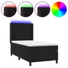 Image de vidaXL Sommier tapissier avec matelas et LED Noir 100x200 cm Velours