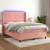 Image de vidaXL Sommier tapissier avec matelas et LED Rose 140x190 cm Velours
