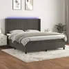 Image de vidaXL Sommier tapissier matelas et LED Gris foncÃ© 160x200 cm Velours