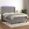 Image de vidaXL Sommier tapissier matelas et LED Gris clair 140x190 cm Velours
