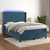 Image de vidaXL Sommier tapissier matelas et LED Bleu foncÃ© 140x190 cm Velours
