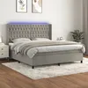 Image de vidaXL Sommier tapissier matelas et LED Gris clair 180x200 cm Velours