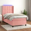 Image de vidaXL Sommier tapissier avec matelas et LED Rose 90x200 cm Velours