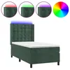 Image de vidaXL Sommier tapissier matelas et LED Vert foncÃ© 100x200 cm Velours