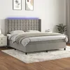 Image de vidaXL Sommier tapissier matelas et LED Gris clair 160x200 cm Velours