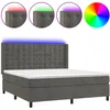 Image de vidaXL Sommier tapissier matelas et LED Gris foncÃ© 160x200 cm Velours