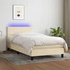 Image de vidaXL Sommier tapissier avec matelas et LED CrÃ¨me 100x200 cm Tissu