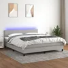 Image de vidaXL Sommier tapissier et matelas et LED Gris clair 180x200 cm Tissu