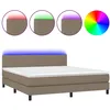 Image de vidaXL Sommier tapissier avec matelas et LED Taupe 180x200 cm Tissu
