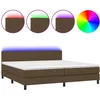 Image de vidaXL Sommier tapissier matelas et LED Marron foncÃ© 200x200 cm Tissu