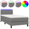 Image de vidaXL Sommier tapissier avec matelas et LED Gris foncÃ© 80x200cm Tissu