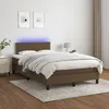 Image de vidaXL Sommier tapissier matelas et LED Marron foncÃ© 120x200 cm Tissu