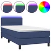 Image de vidaXL Sommier tapissier avec matelas et LED Bleu 90x200 cm Tissu