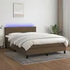Image de vidaXL Sommier tapissier matelas et LED Marron foncÃ© 140x190 cm Tissu