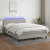 Image de vidaXL Sommier tapissier et matelas et LED Gris clair 140x200 cm Tissu