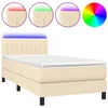 Image de vidaXL Sommier tapissier avec matelas et LED CrÃ¨me 80x200cm Tissu