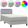 Image de vidaXL Sommier tapissier avec matelas et LED Gris clair 90x200cm Tissu